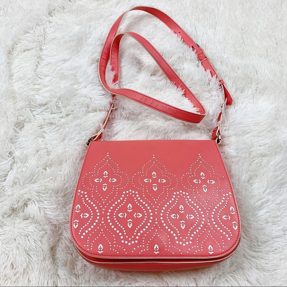 Vera Bradley Handbags - Vera Bradley Coral Laser Cut Saddle Crossbody